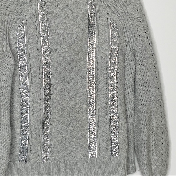 j. CREW light grey high neck sweater with sequins - Picture 3 of 8